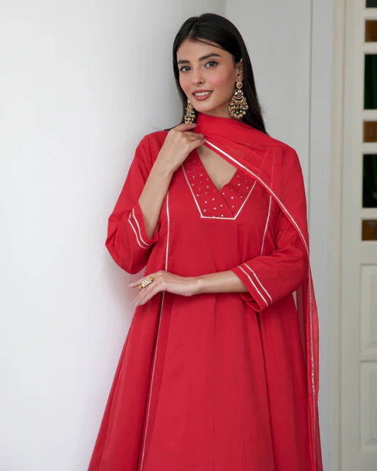 Red Anarkali Suit Set