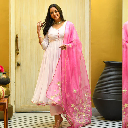 White Anarkali Suit Set